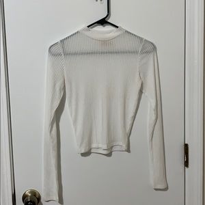 Hollister White Cropped Ribbed Long Sleeve